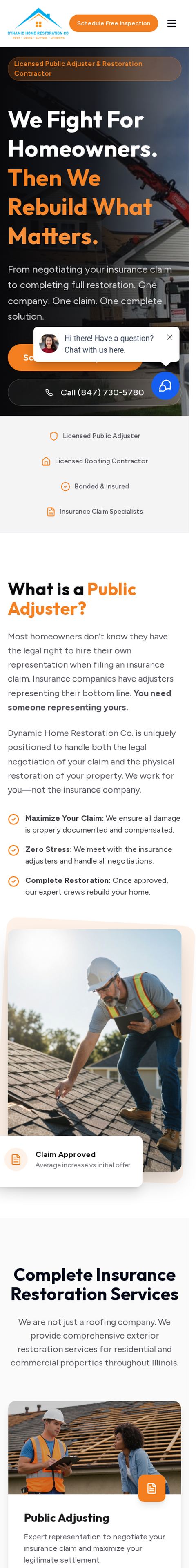 Dynamic Home Restoration website on mobile