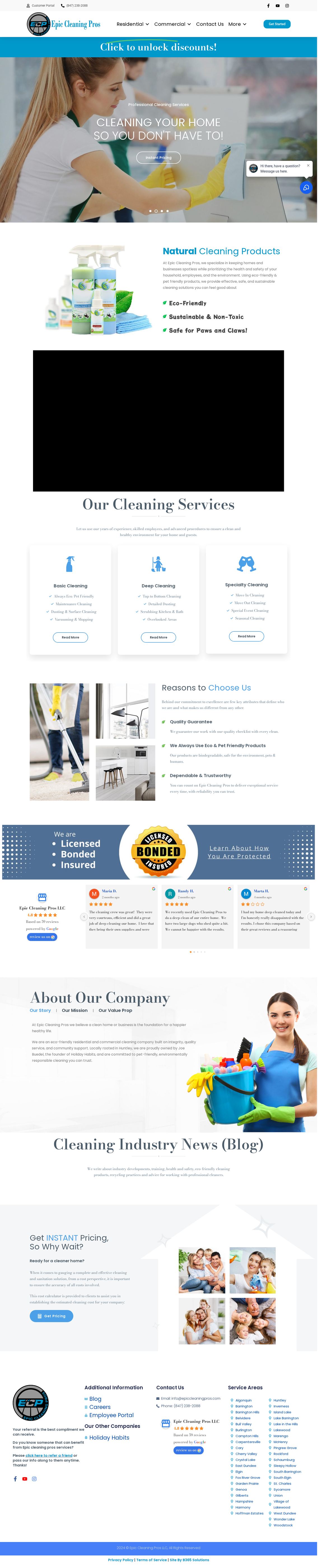 Epic Cleaning Pros website homepage