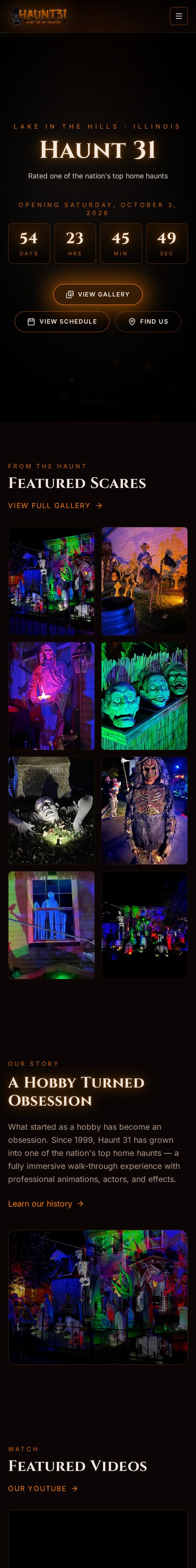 Haunt31 website on mobile