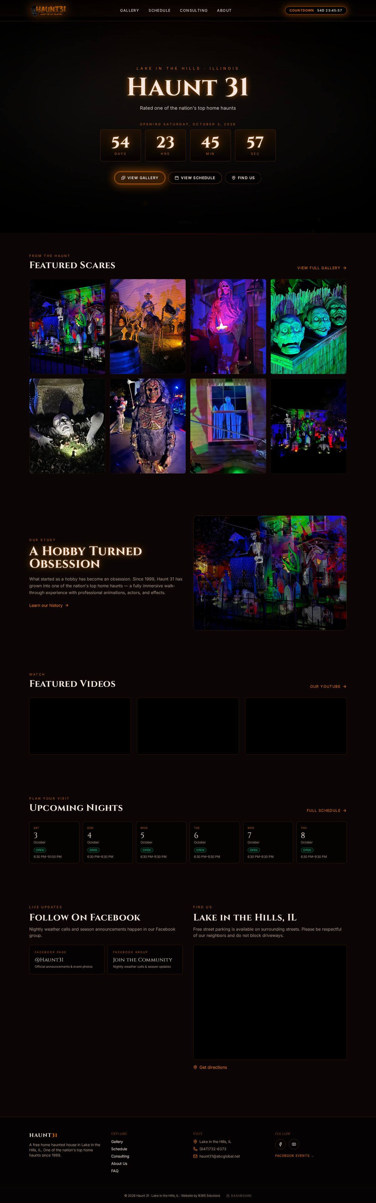 Haunt31 website homepage