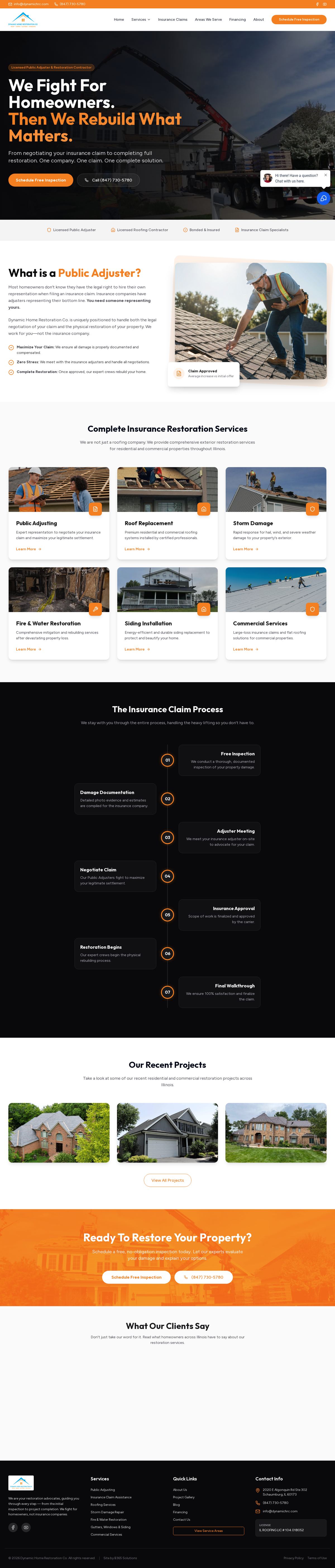 Dynamic Home Restoration website homepage