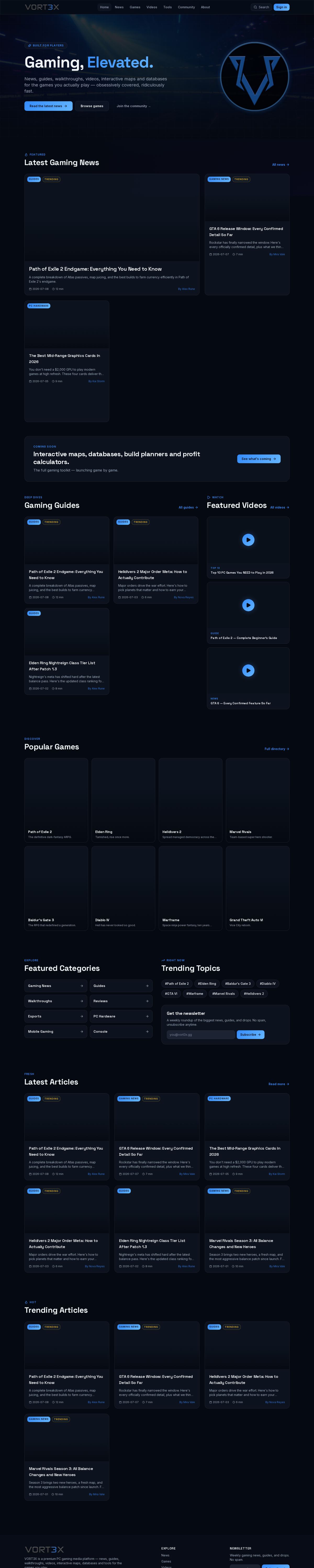 VORT3X website homepage